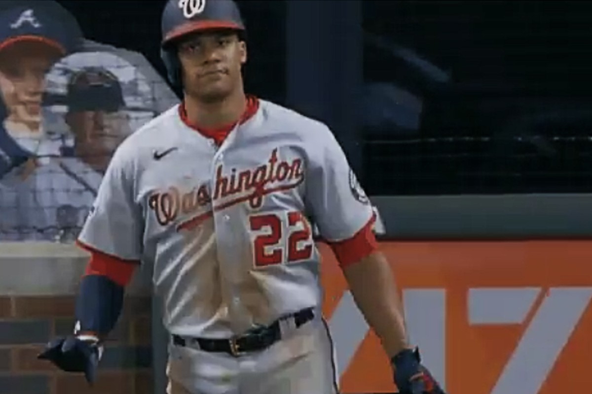 Juan Soto and Will Smith stare down during Washington Nationals