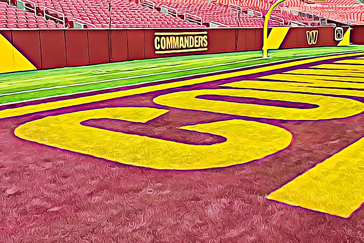 First look at Washington Commanders new end zone and logo on field - DC  Sports King